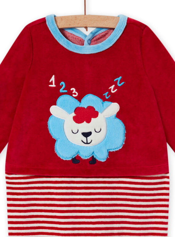 Red velvet romper with sheep pattern baby boy MEGAGREMOU / 21WH1493GREF526