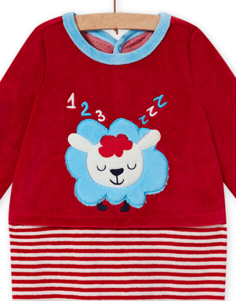 Red velvet romper with sheep pattern baby boy MEGAGREMOU / 21WH1493GREF526