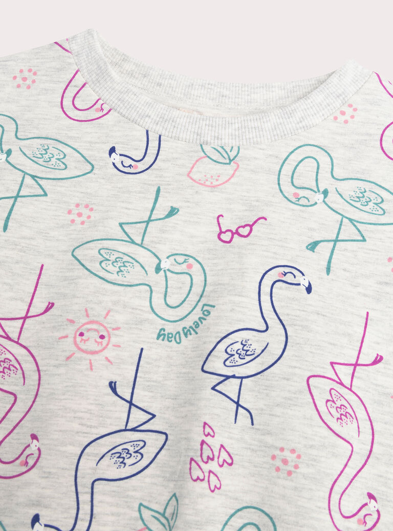 Girl's mottled grey pyjamas WEFAPYJFLA / 25SH1195PYJJ920