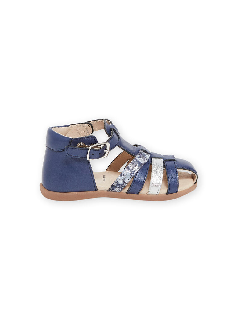 Navy blue leather sandals RISANDBLUE / 23KK3766D0E070