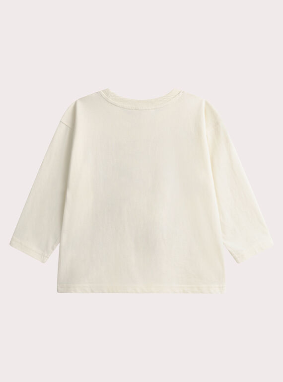 Long-sleeved ecru dog-design T-shirt WOKATEE1 / 25S90231TML005