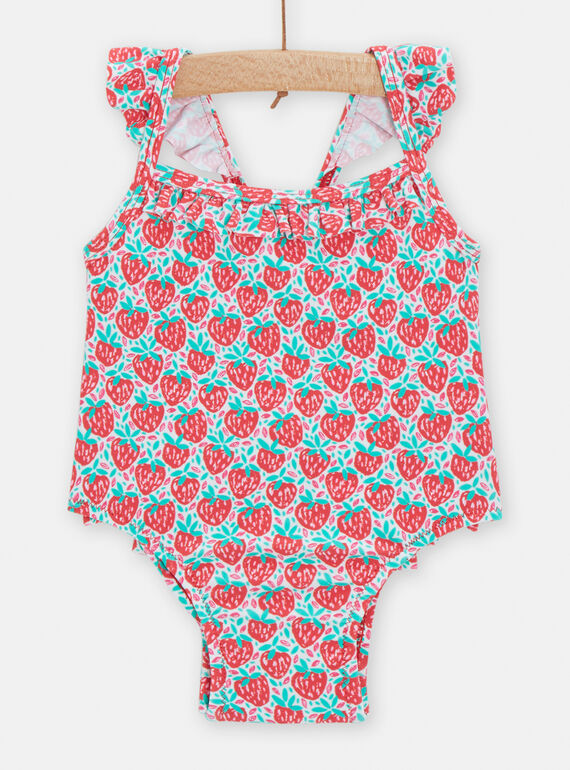Red strawberry print 1-piece swimsuit for baby girls TYIMER3 / 24SI09G4MAI000
