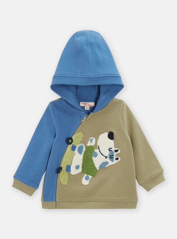 Khaki jacket with a dog design for baby boys VUGAGIL / 24WG1011GILG608