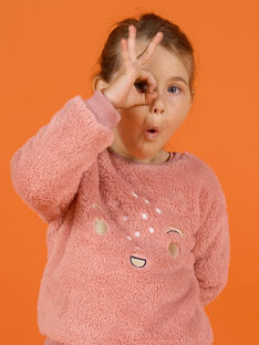 Child girl pink faux fur sweatshirt MASAUSWEA / 21W901P1SWE303