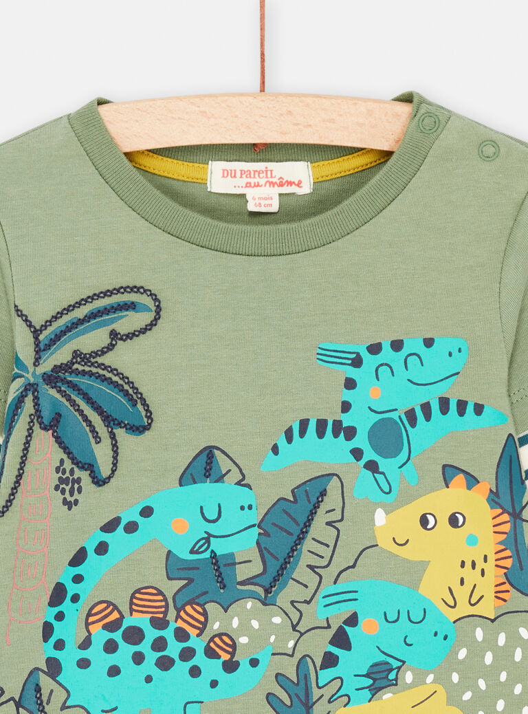 Baby boy's lime-green dinosaur T-shirt SUVERTEE2 / 23WG10J2TMLG619