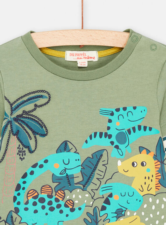 Baby boy's lime-green dinosaur T-shirt SUVERTEE2 / 23WG10J2TMLG619