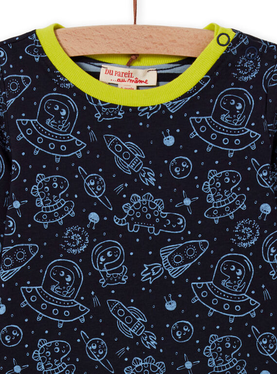 Boy's reversible black space print T-shirt MUPLATEE2 / 21WG10O1TMLC243
