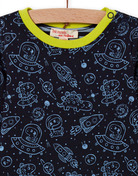 Boy's reversible black space print T-shirt MUPLATEE2 / 21WG10O1TMLC243