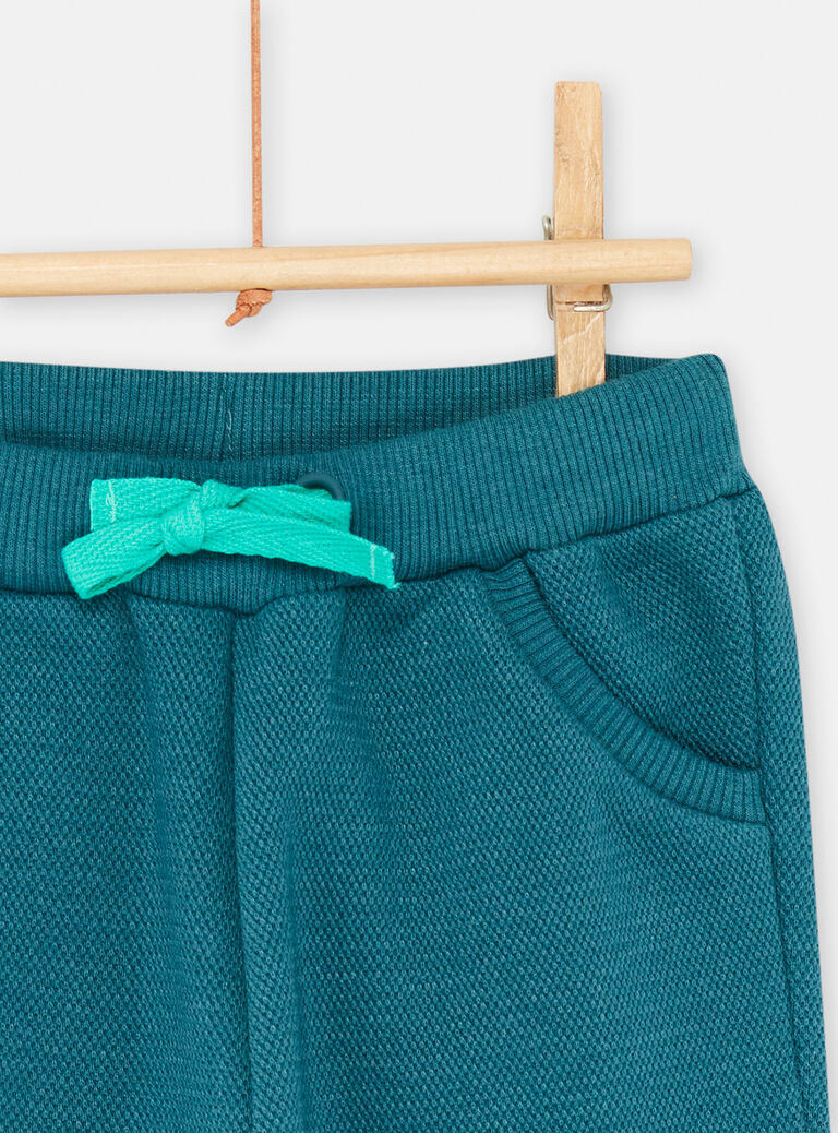 Baby boy bottle-green quilted fleece pants SUVERBAJOG / 23WG10J3PANG611