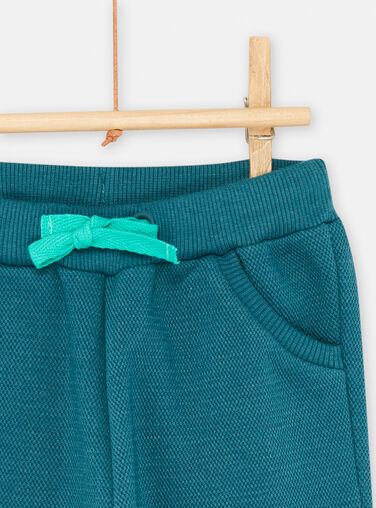 Baby boy bottle-green quilted fleece pants SUVERBAJOG / 23WG10J3PANG611