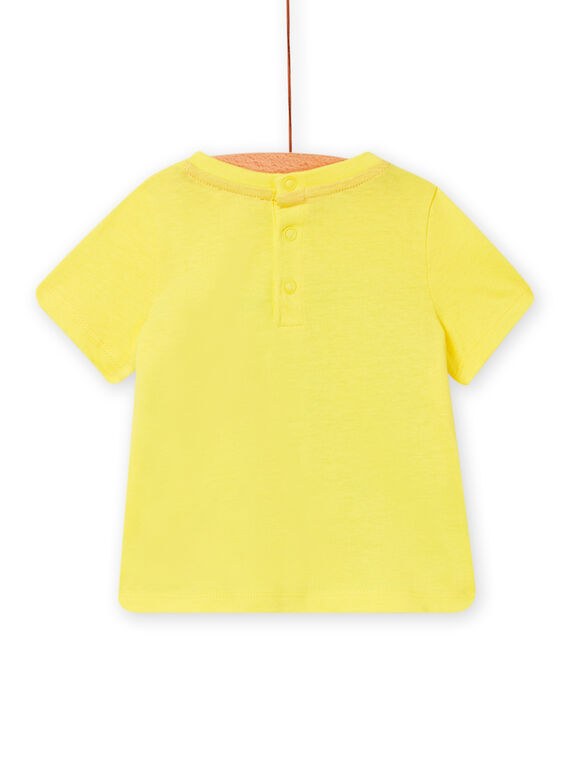 Baby boy yellow t-shirt with crocodile and frog animations NUHOTI1 / 22SG10T1TMC103