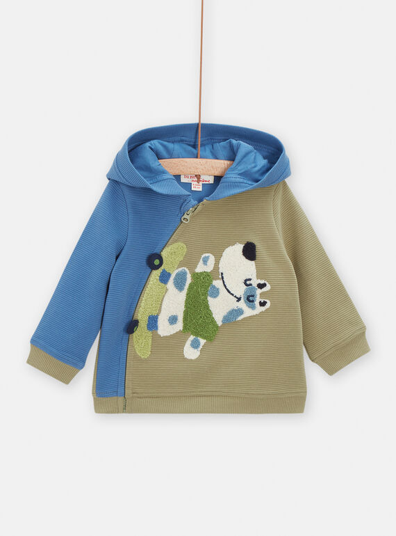 Khaki jacket with a dog design for baby boys VUGAGIL / 24WG1011GILG608