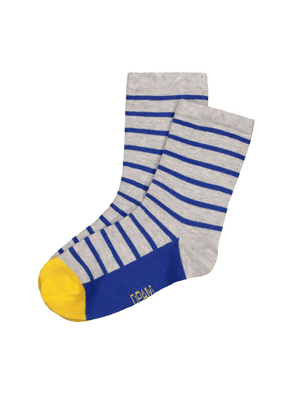 Boys' striped mid length socks FYOJOCHO3A / 19SI0235SOQJ906