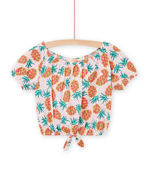 Child girl's short-sleeved T-shirt with pineapple and polka dot print NAWATI3 / 22S901V4TMC001