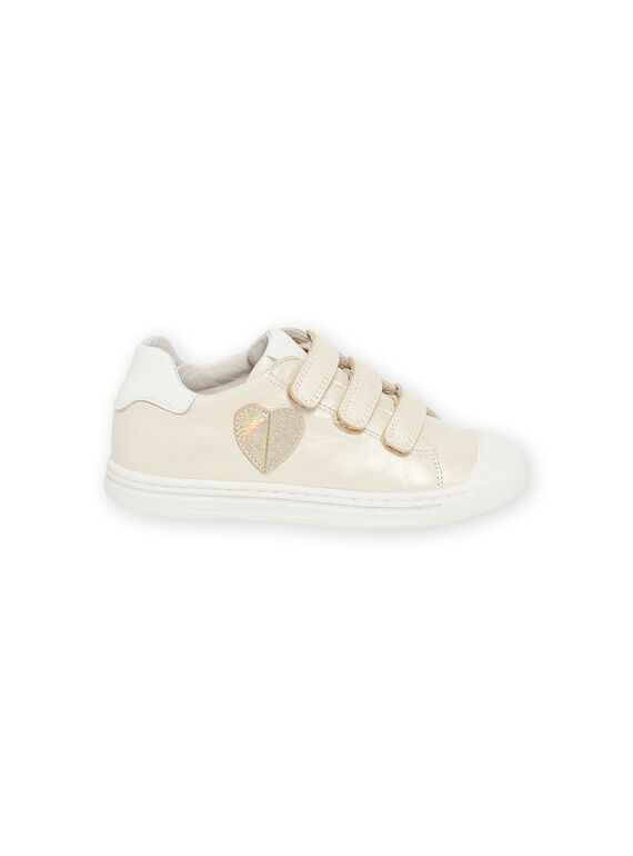 Gold sneakers with heart motif child girl NABASOLIVIA / 22KK3536D3F080