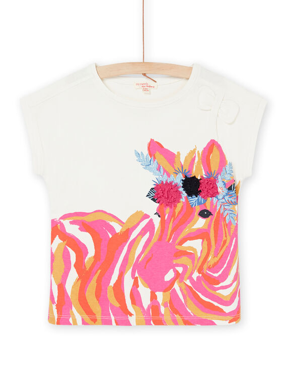 White T-shirt with zebra print RAJUNTI1 / 23S901U4TMC001