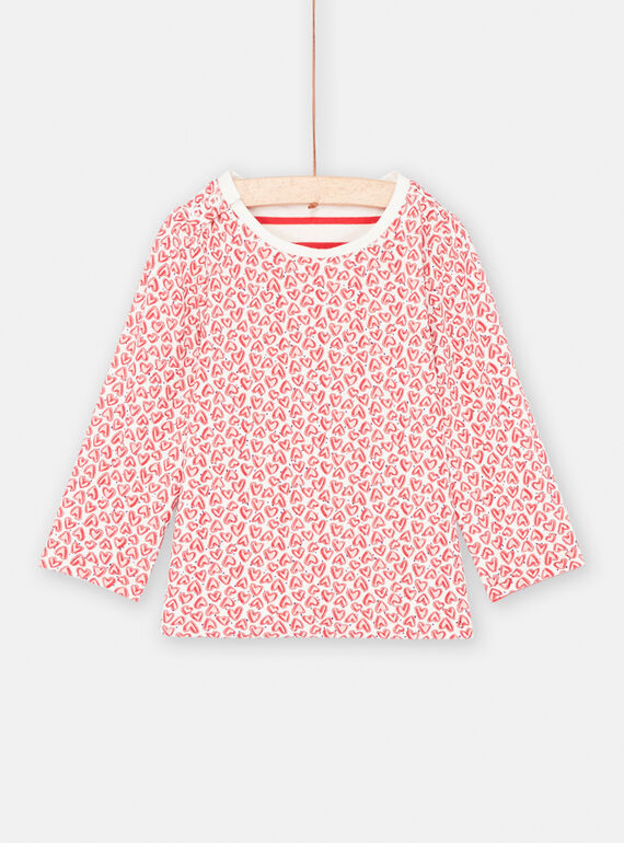 Baby girl red and white reversible T-shirt SIFORTEE / 23WG09K1TML001