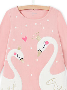 Child girl's old pink nightdress with fancy swans MEFACHUVEL / 21WH1192CHN303