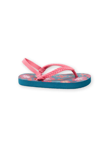 Duck blue flip flops with flower print girl LFTONGHAWAI / 21KK3561D01070