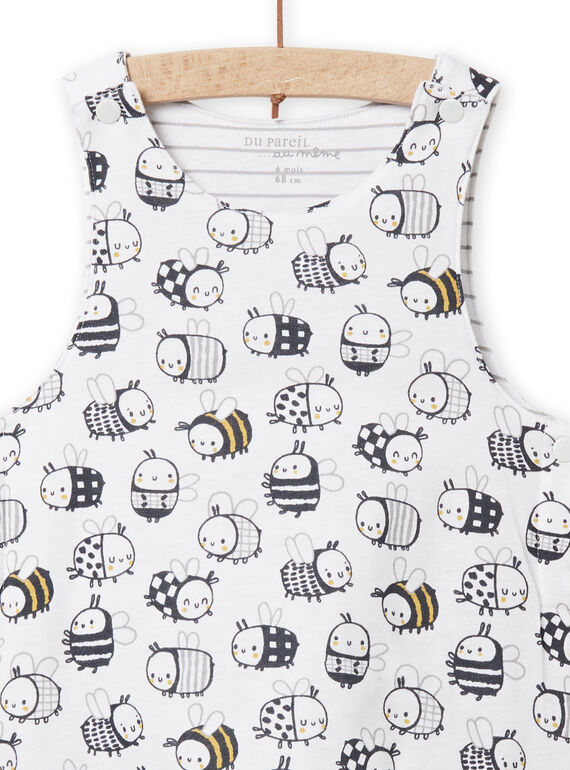 White overalls with bee and ladybug print mixed birth NOU1SAL2 / 22SF0542SAL000