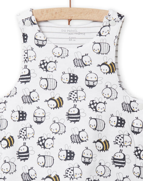 White overalls with bee and ladybug print mixed birth NOU1SAL2 / 22SF0542SAL000