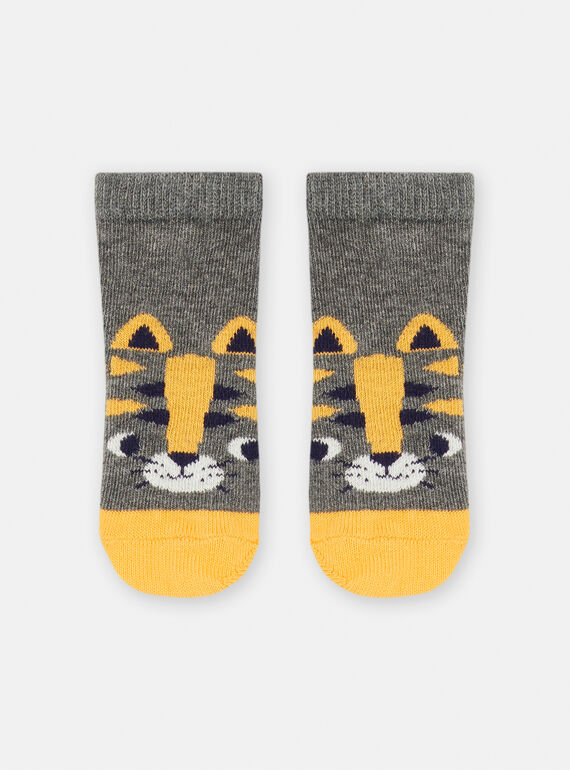 Gray socks with cat design SYUJOCHOB1 / 23WI10M4SOQ944