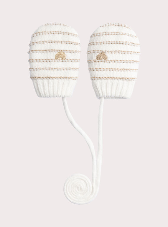  Golden striped muffles for baby girl  VYICHEGAN / 24WI09M1GAN001