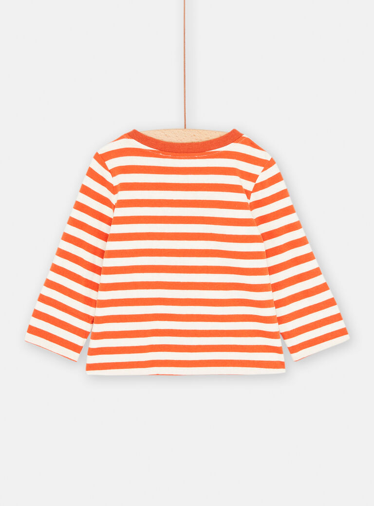Baby Boy Ecru and Orange Reversible T-Shirt SUKHOTEE1 / 23WG10Q3TML003