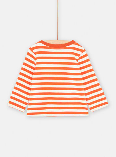 Baby Boy Ecru and Orange Reversible T-Shirt SUKHOTEE1 / 23WG10Q3TML003