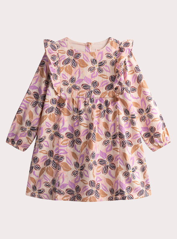 Printed woven cotton dress with ruffle details WALANROB1 / 25S90142ROBD319