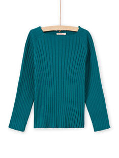 Girl's plain long sleeve duck blue sweater MAJOPULL2 / 21W901N1PUL714