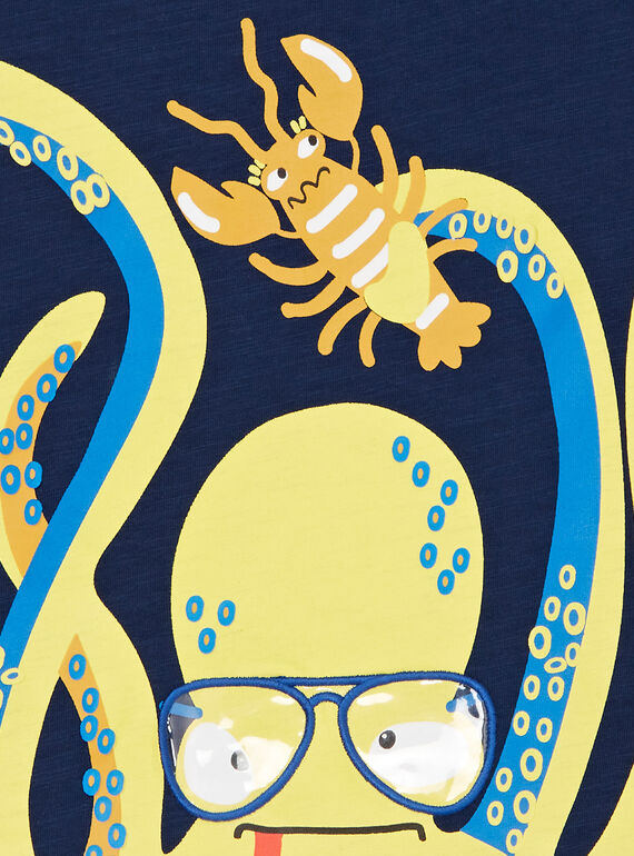 Blue T-shirt with octopus and lobster motif  Child boy LONAUTI1 / 21S902P2TMC070