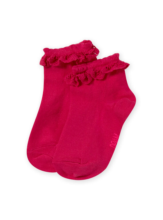 Girl's pink socks with lace flounce MYAESCHOD4 / 21WI01E6SOQF507