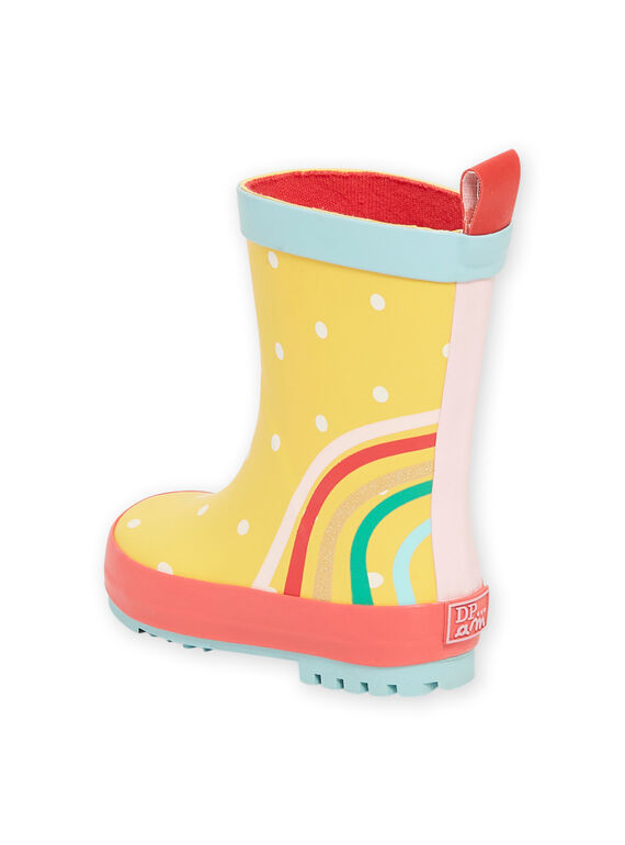 Yellow rain boots with rainbow design baby girl NIPLUIRAINBO / 22KK3761D0C010
