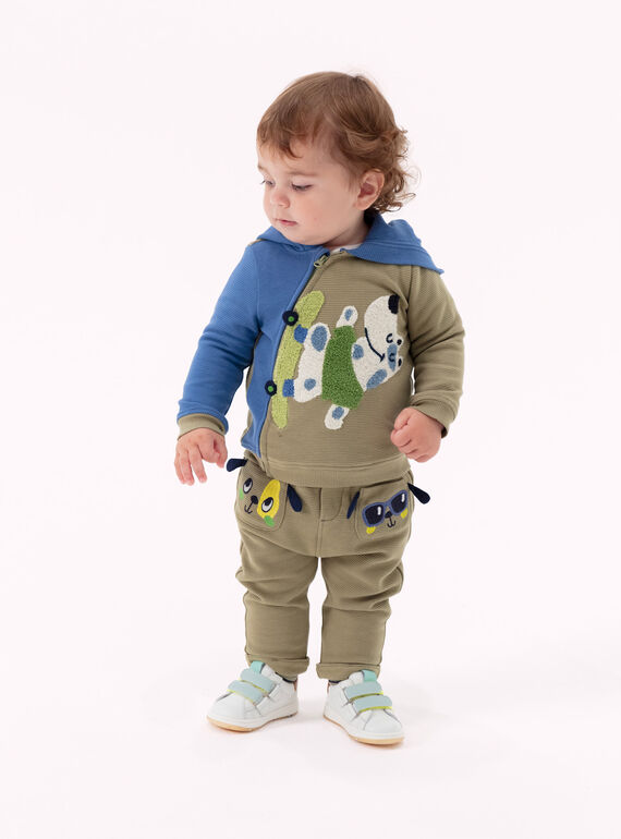 Khaki jacket with a dog design for baby boys VUGAGIL / 24WG1011GILG608