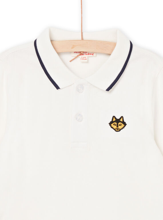 White polo shirt with embroidered wolf's head motif POJOPOL2 / 22W902D6POL001