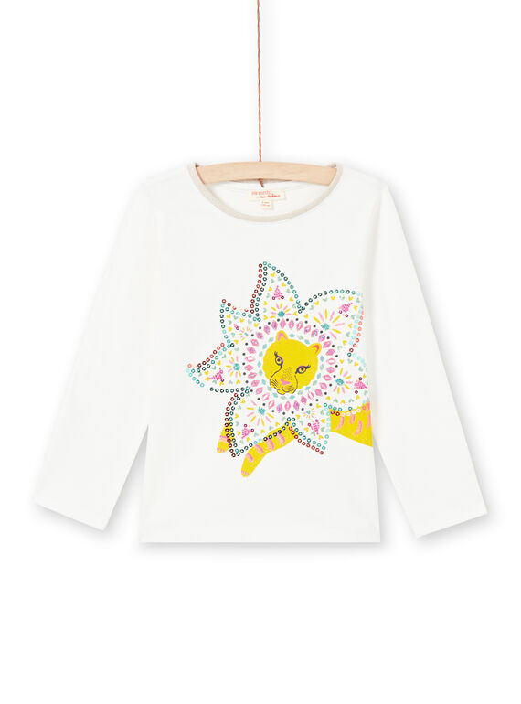 Girl's yellow and ecru t-shirt MATUTEE3 / 21W901K1TML001