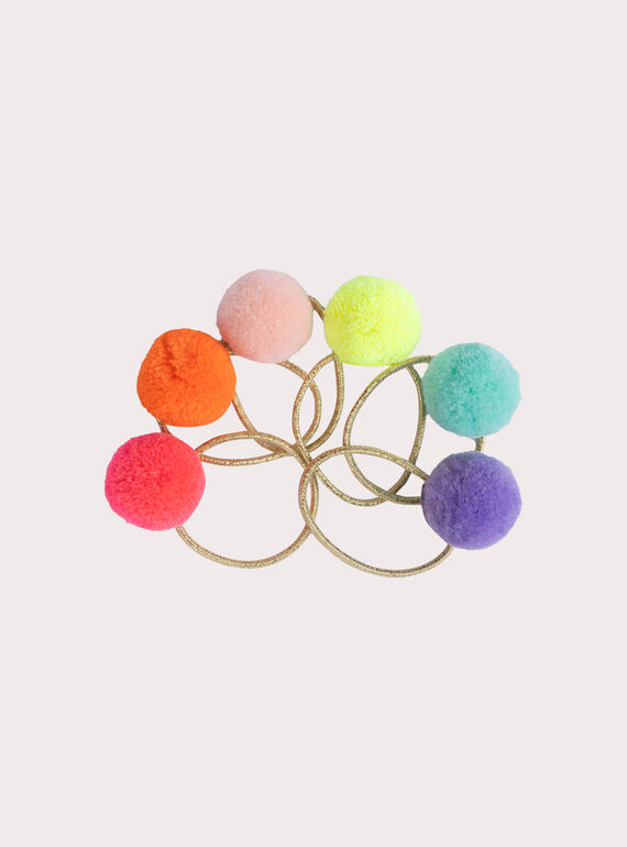  Set of 6 elastics with multicolored pompoms for girls  VYAJOELA8 / 24WI01L8ELAK008