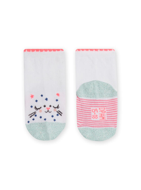 Pink and blue socks with cats pattern baby girl NYIGASOQ / 22SI09O1SOQ001