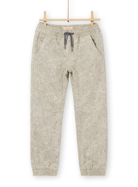 Grey cotton pants with wild animal print LOBLEPAN1 / 21S902J1PAN811