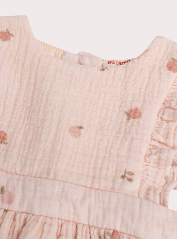 Baby girls' pink cotton gauze dress WILANROB2 / 25SG0944ROBD326
