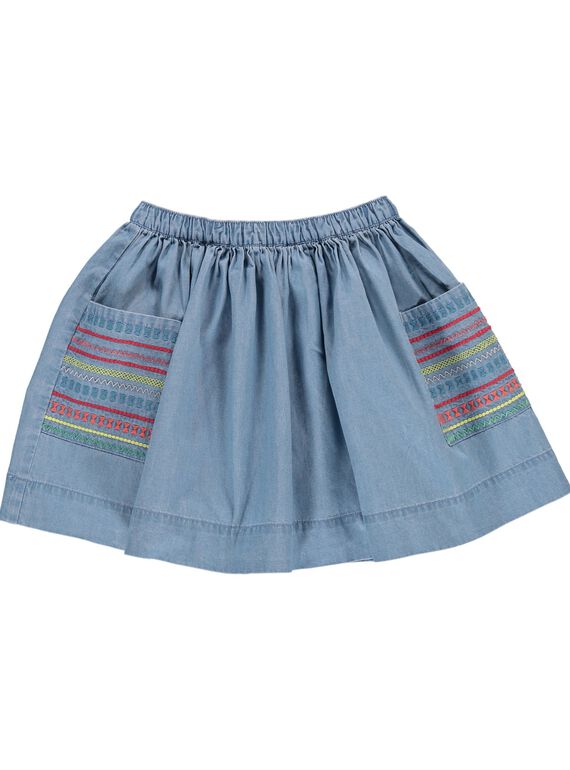 Girls' chambray skirt CABUJUP / 18S901K1JUP721