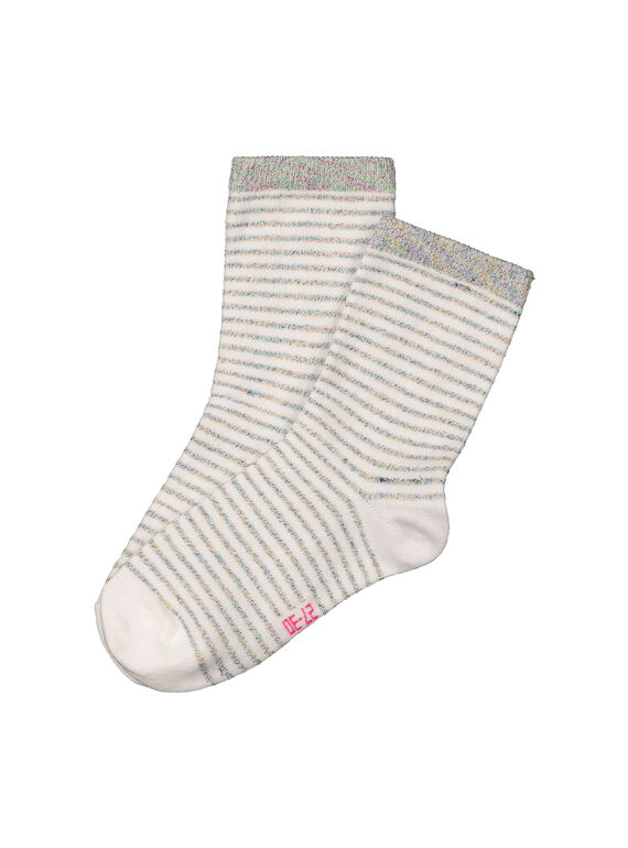 Girls' striped mid length socks FYAJOCHO3A / 19SI0132SOQ000