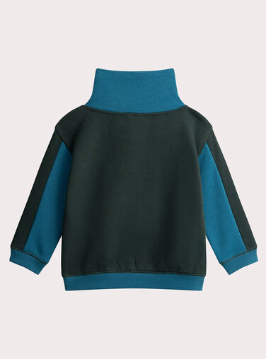 Two-tone cross-neck sweatshirt with animated pocket for boys  VOKLISWE1 / 24W90241SWEG618