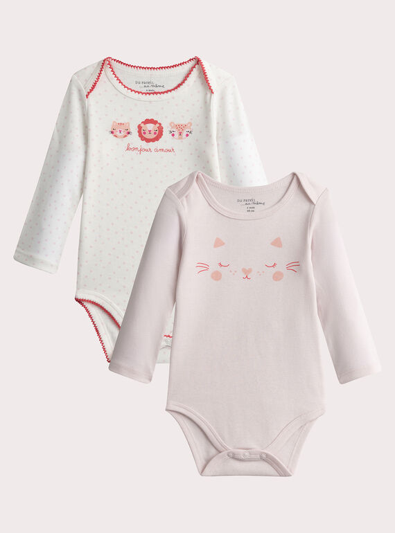 Set of 2 long-sleeved bodysuits atAnimal pattern for baby girl  VEFIBODCHA / 24WH1384BDL001