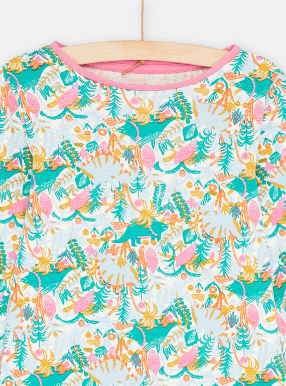 Girl's ecru tropical print pyjama SEFAPYJDIN / 23WH1142PYJ001