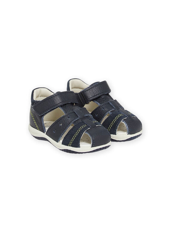 Navy blue leather sandals baby boy NUSANDILAN / 22KK3845D0E070