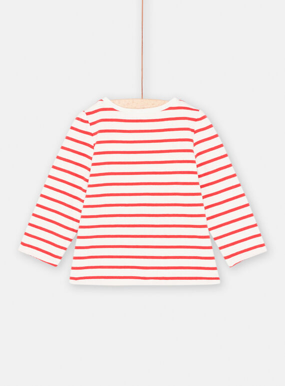 Baby girl red and white reversible T-shirt SIFORTEE / 23WG09K1TML001