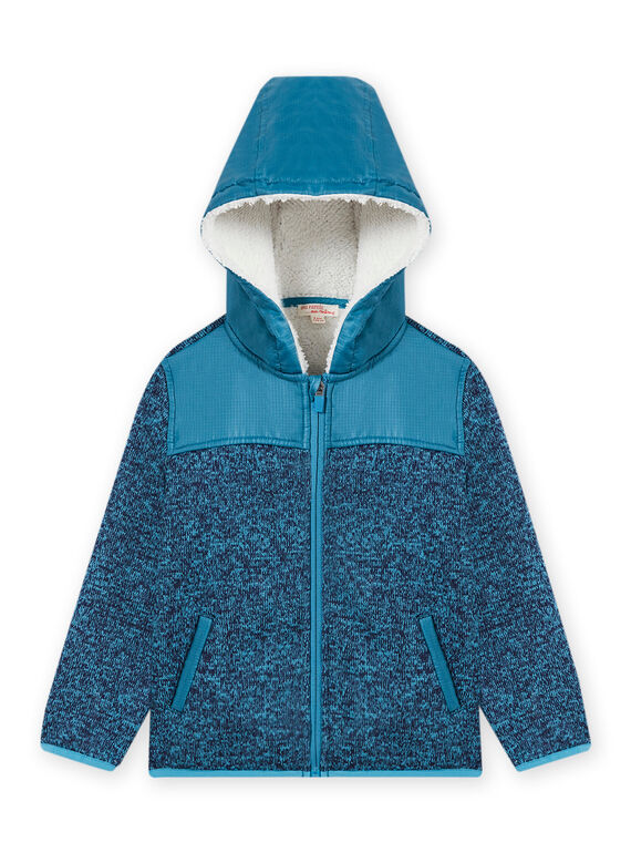 Hooded zip jacket in blue technical material child boy MOJOTEKGIL3 / 21W902N3GILC211