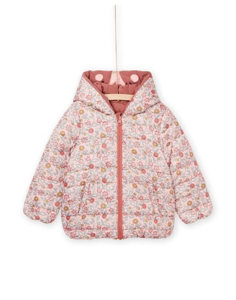Reversible hooded jacket with plain side and floral print side PAFOXDOUNE / 22W901F3D3ED321